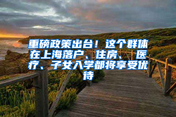 重磅政策出臺！這個群體在上海落戶、住房、 醫(yī)療、子女入學(xué)都將享受優(yōu)待