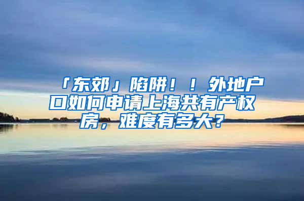 「東郊」陷阱??！外地戶口如何申請上海共有產(chǎn)權(quán)房，難度有多大？