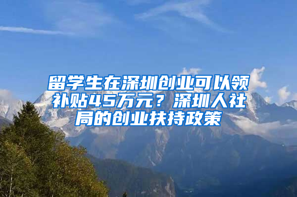 留學(xué)生在深圳創(chuàng)業(yè)可以領(lǐng)補(bǔ)貼45萬元？深圳人社局的創(chuàng)業(yè)扶持政策