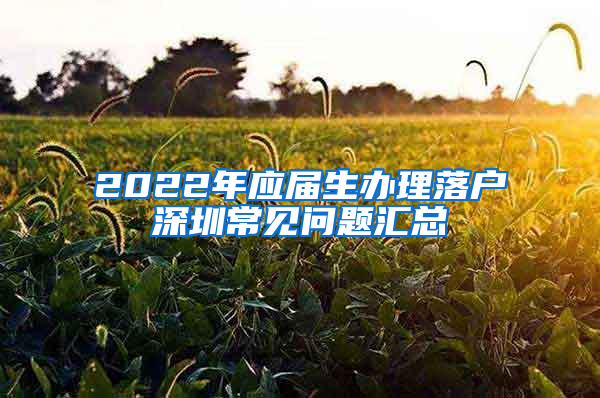 2022年應(yīng)屆生辦理落戶深圳常見問題匯總