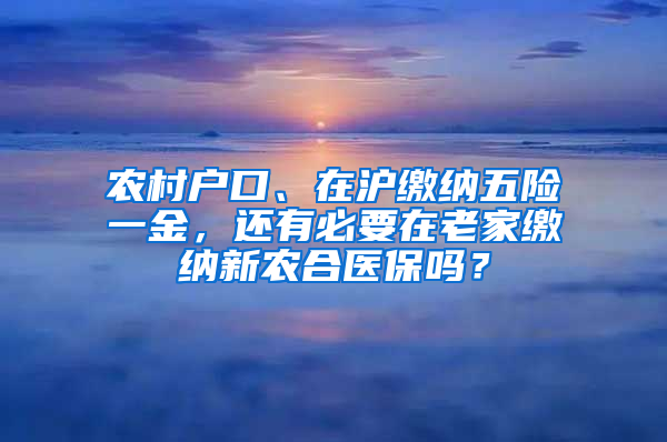 農(nóng)村戶(hù)口、在滬繳納五險(xiǎn)一金，還有必要在老家繳納新農(nóng)合醫(yī)保嗎？