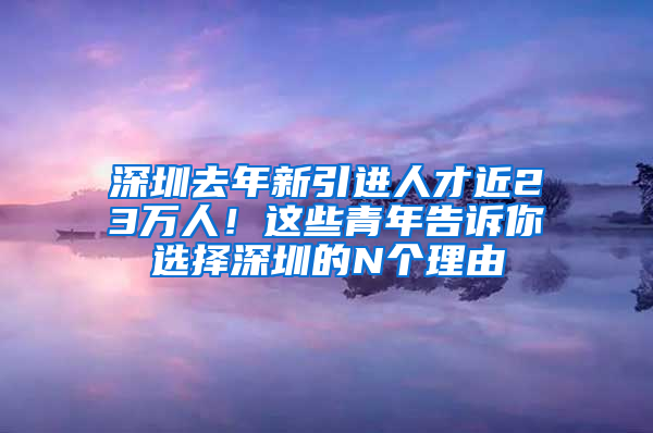 深圳去年新引進(jìn)人才近23萬人！這些青年告訴你選擇深圳的N個(gè)理由