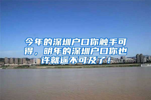 今年的深圳戶口你觸手可得，明年的深圳戶口你也許就遙不可及了！