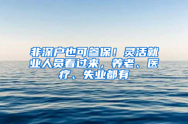 非深戶也可參保！靈活就業(yè)人員看過來，養(yǎng)老、醫(yī)療、失業(yè)都有