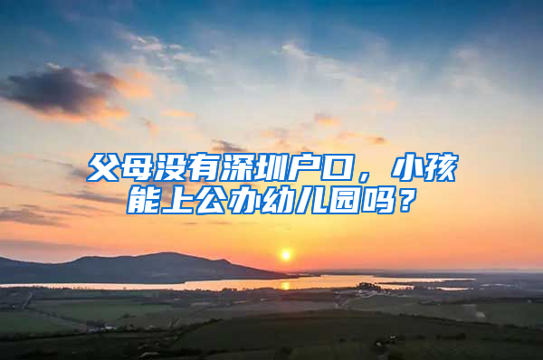 父母沒有深圳戶口，小孩能上公辦幼兒園嗎？