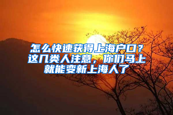 怎么快速獲得上海戶口？這幾類人注意，你們馬上就能變新上海人了