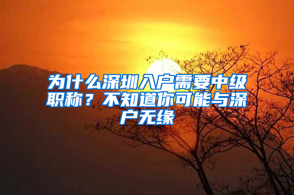 為什么深圳入戶(hù)需要中級(jí)職稱(chēng)？不知道你可能與深戶(hù)無(wú)緣