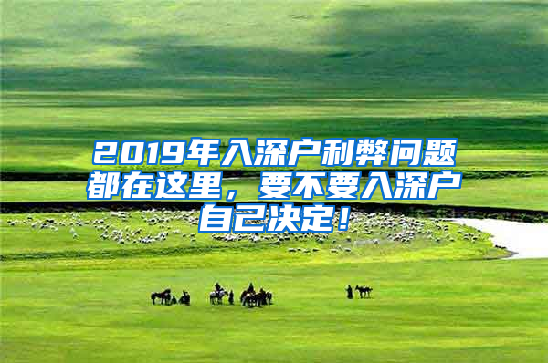 2019年入深戶利弊問題都在這里，要不要入深戶自己決定！