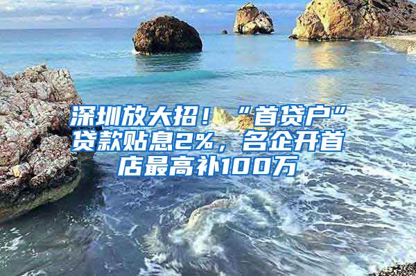 深圳放大招！“首貸戶”貸款貼息2%，名企開首店最高補(bǔ)100萬