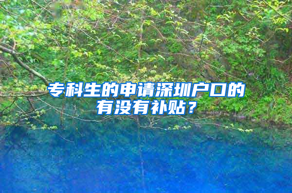 ?？粕纳暾?qǐng)深圳戶口的有沒有補(bǔ)貼？