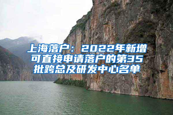 上海落戶：2022年新增可直接申請(qǐng)落戶的第35批跨總及研發(fā)中心名單