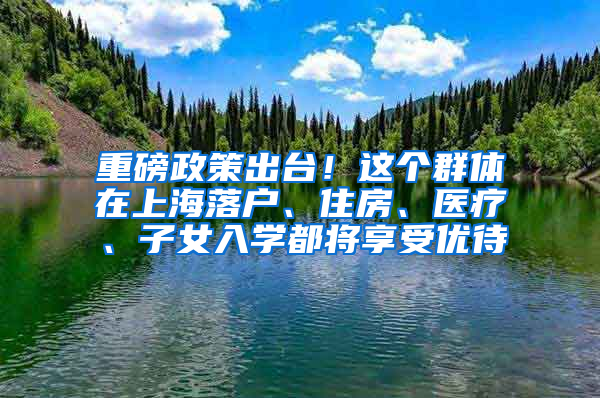 重磅政策出臺！這個群體在上海落戶、住房、醫(yī)療、子女入學(xué)都將享受優(yōu)待