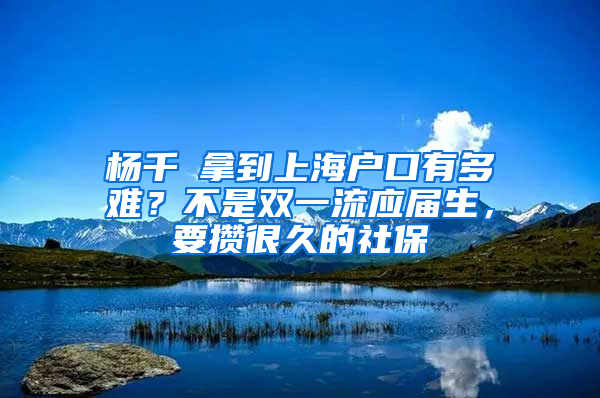 楊千嬅拿到上海戶口有多難？不是雙一流應(yīng)屆生，要攢很久的社保