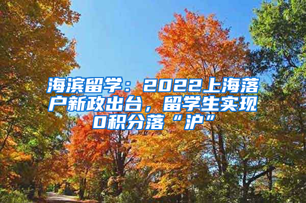 海濱留學(xué)：2022上海落戶新政出臺，留學(xué)生實現(xiàn)0積分落“滬”