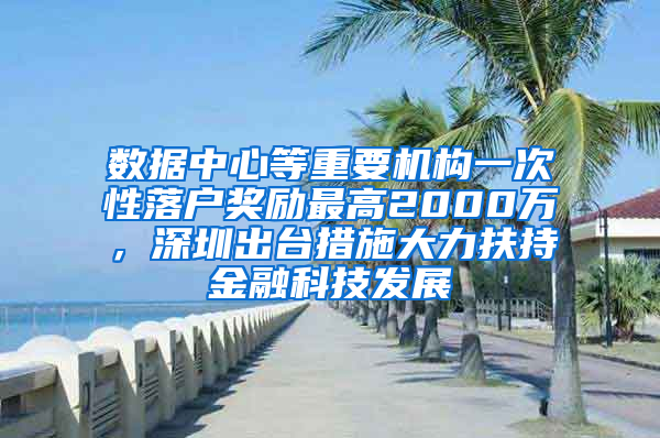 數(shù)據(jù)中心等重要機構(gòu)一次性落戶獎勵最高2000萬，深圳出臺措施大力扶持金融科技發(fā)展