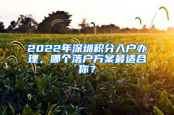 2022年深圳積分入戶辦理，哪個落戶方案最適合你？