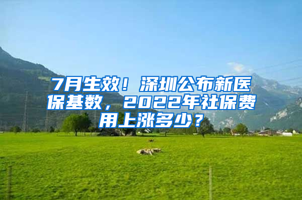 7月生效！深圳公布新醫(yī)?；鶖?shù)，2022年社保費(fèi)用上漲多少？