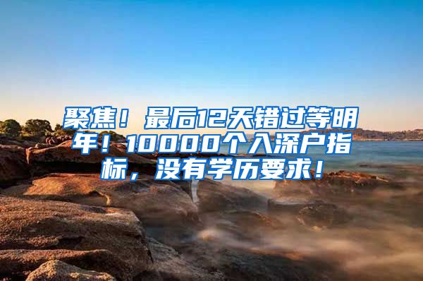 聚焦！最后12天錯(cuò)過(guò)等明年！10000個(gè)入深戶指標(biāo)，沒(méi)有學(xué)歷要求！