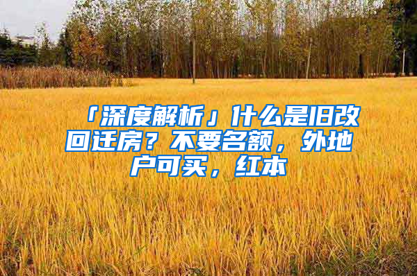 「深度解析」什么是舊改回遷房？不要名額，外地戶(hù)可買(mǎi)，紅本