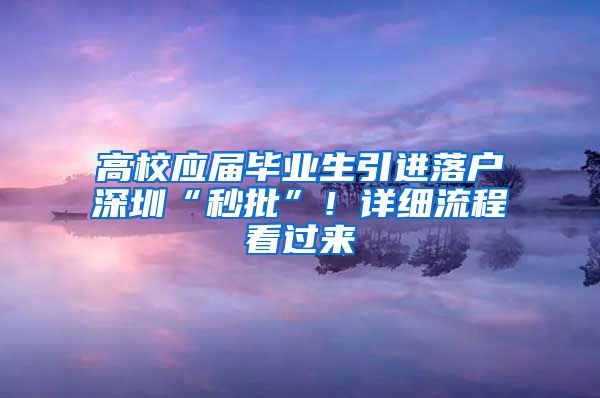 高校應屆畢業(yè)生引進落戶深圳“秒批”！詳細流程看過來