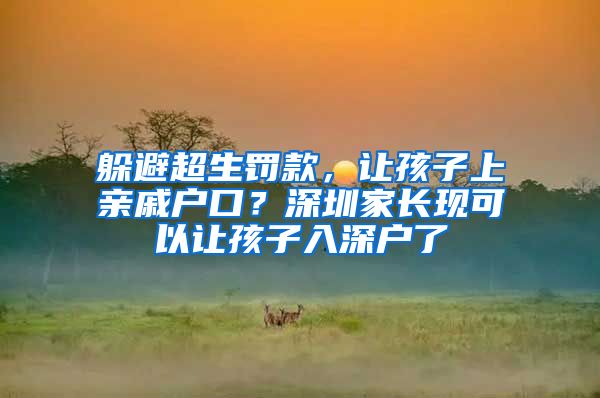 躲避超生罰款，讓孩子上親戚戶口？深圳家長現(xiàn)可以讓孩子入深戶了