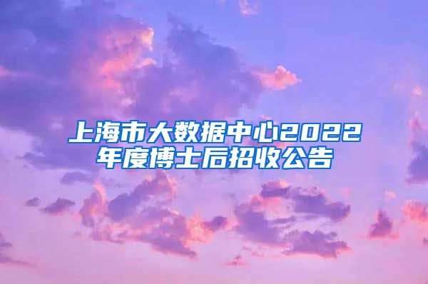 上海市大數(shù)據(jù)中心2022年度博士后招收公告