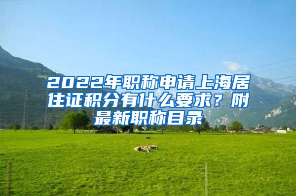 2022年職稱申請上海居住證積分有什么要求？附最新職稱目錄