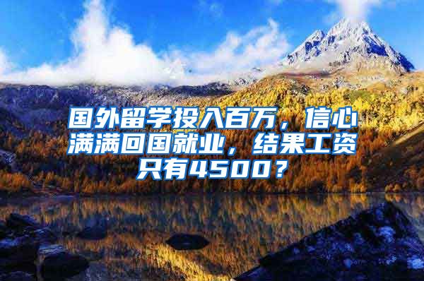 國外留學(xué)投入百萬，信心滿滿回國就業(yè)，結(jié)果工資只有4500？