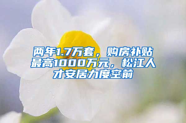 兩年1.7萬套，購房補(bǔ)貼最高1000萬元，松江人才安居力度空前