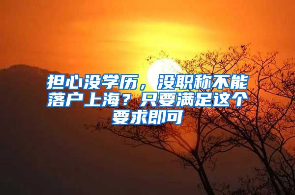 擔心沒學歷，沒職稱不能落戶上海？只要滿足這個要求即可