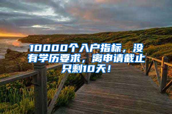 10000個入戶指標，沒有學歷要求，離申請截止只剩10天！