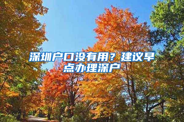 深圳戶口沒有用？建議早點(diǎn)辦理深戶