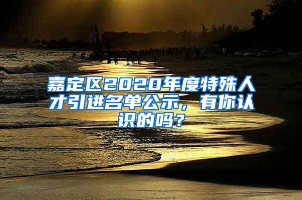 嘉定區(qū)2020年度特殊人才引進名單公示，有你認識的嗎？