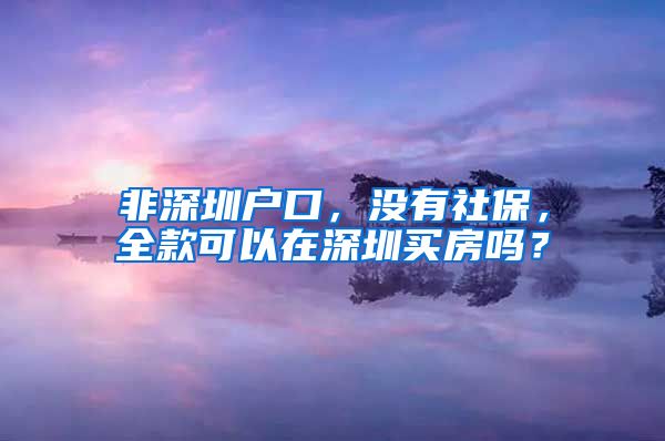 非深圳戶口，沒有社保，全款可以在深圳買房嗎？