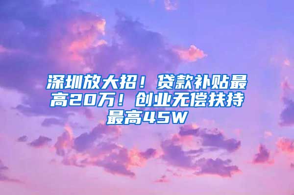 深圳放大招！貸款補(bǔ)貼最高20萬(wàn)！創(chuàng)業(yè)無(wú)償扶持最高45W