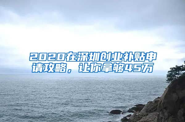 2020在深圳創(chuàng)業(yè)補貼申請攻略，讓你拿夠45萬