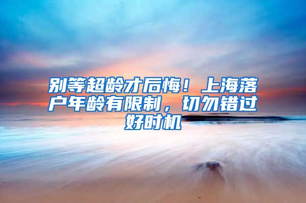 別等超齡才后悔！上海落戶年齡有限制，切勿錯(cuò)過(guò)好時(shí)機(jī)