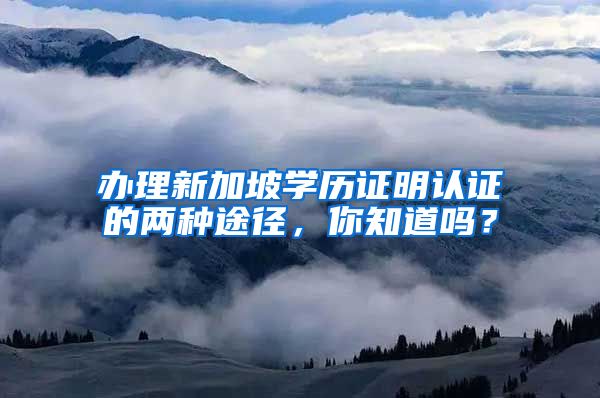 辦理新加坡學(xué)歷證明認證的兩種途徑，你知道嗎？