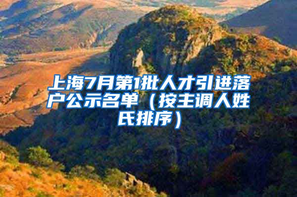 上海7月第1批人才引進落戶公示名單（按主調(diào)人姓氏排序）