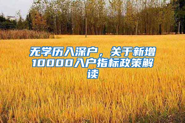 無學(xué)歷入深戶，關(guān)于新增10000入戶指標政策解讀