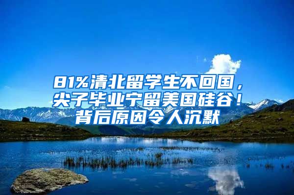 81%清北留學(xué)生不回國，尖子畢業(yè)寧留美國硅谷！背后原因令人沉默