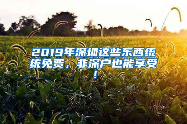 2019年深圳這些東西統(tǒng)統(tǒng)免費，非深戶也能享受！