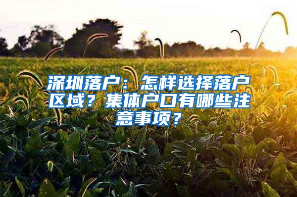 深圳落戶：怎樣選擇落戶區(qū)域？集體戶口有哪些注意事項？