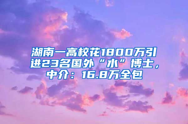 湖南一高?；?800萬引進(jìn)23名國(guó)外“水”博士，中介：16.8萬全包