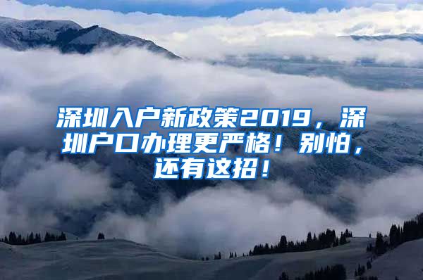 深圳入戶新政策2019，深圳戶口辦理更嚴格！別怕，還有這招！