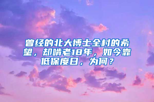 曾經(jīng)的北大博士全村的希望，卻啃老18年，如今靠低保度日，為何？