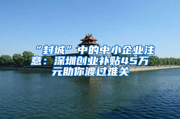 “封城”中的中小企業(yè)注意：深圳創(chuàng)業(yè)補貼45萬元助你渡過難關(guān)