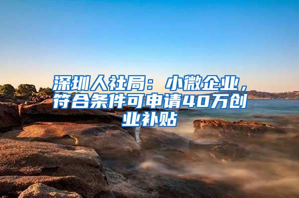 深圳人社局：小微企業(yè)，符合條件可申請(qǐng)40萬(wàn)創(chuàng)業(yè)補(bǔ)貼