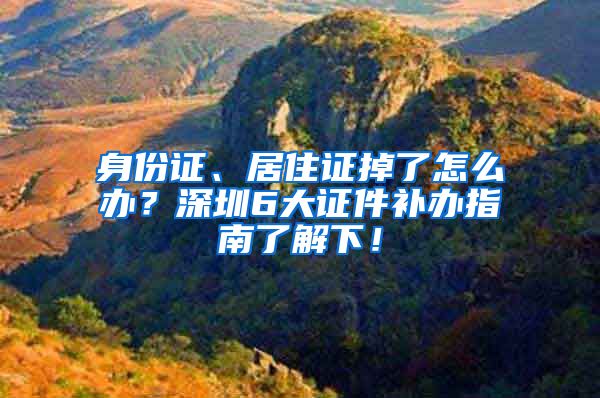 身份證、居住證掉了怎么辦？深圳6大證件補(bǔ)辦指南了解下！