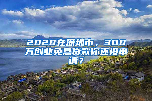 2020在深圳市，300萬創(chuàng)業(yè)免息貸款你還沒申請？